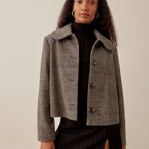 The Reformation Dillon coat in brown plaid